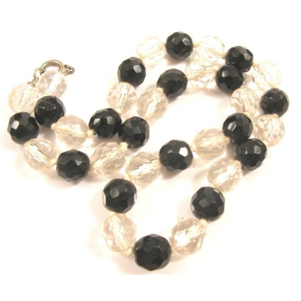 Vintage Black & Clear‎ Crystal Necklace